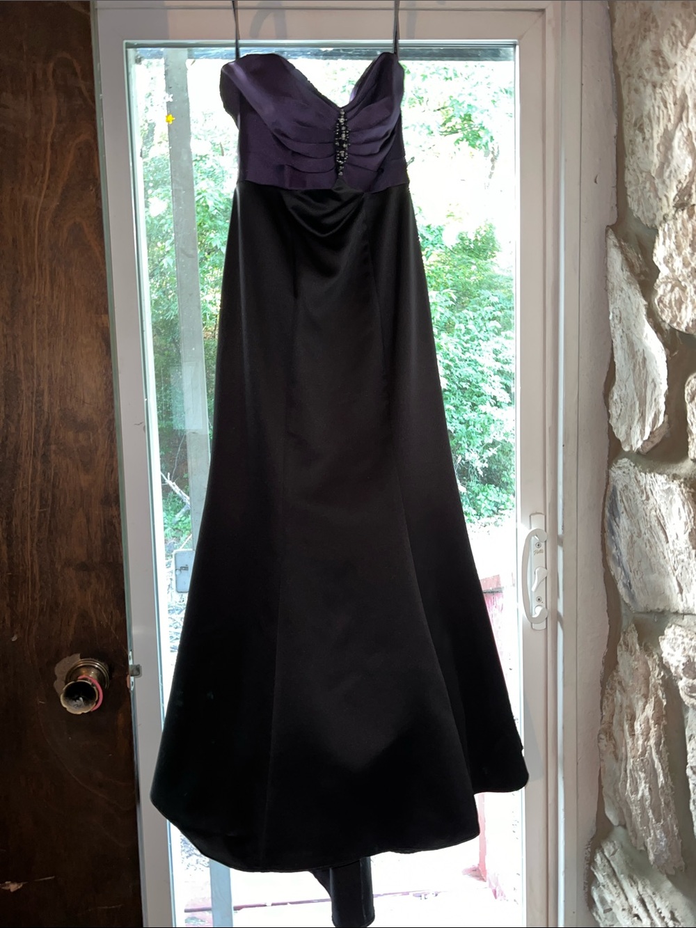 Strapless Purple & Black Beaded Dress